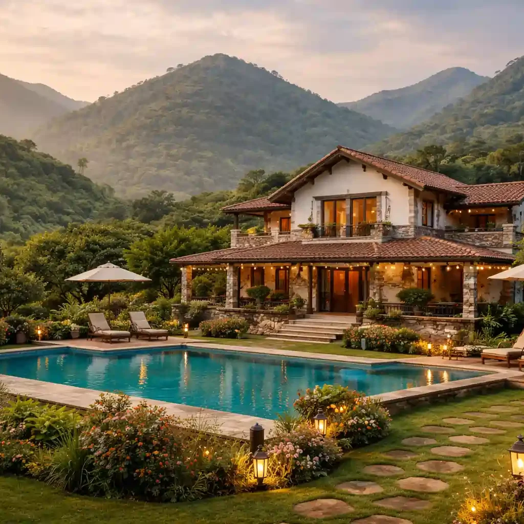 Redefining Luxury Farmhouse Living Premium farmhouse living with landscaped greens and open natural views